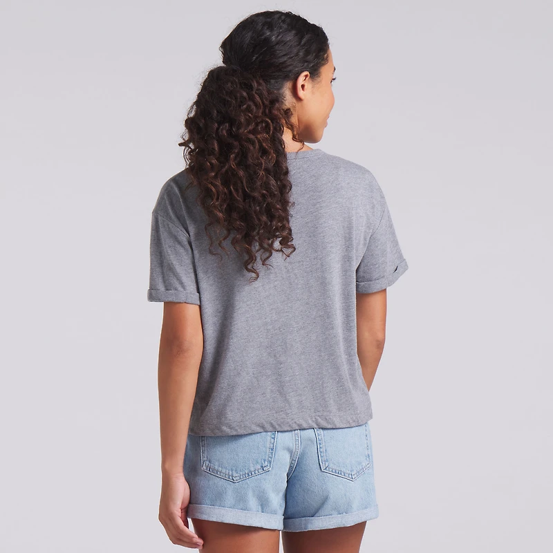 Women's Fanatics Heather Gray Buffalo Bills Swing Pass Tri-Blend Boxy T-Shirt