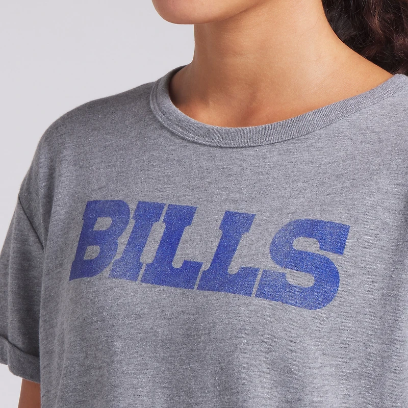 Women's Fanatics Heather Gray Buffalo Bills Swing Pass Tri-Blend Boxy T-Shirt
