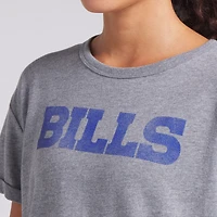 Women's Fanatics Heather Gray Buffalo Bills Swing Pass Tri-Blend Boxy T-Shirt