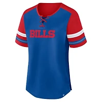 T-shirt à lacets Fanatics Josh Allen Royal Buffalo Bills Curl Route Athena pour femmes, avec nom et numéro