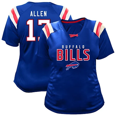 Women's Fanatics Josh Allen Royal Buffalo Bills Plus Name & Number Raglan Lace V-Neck T-Shirt