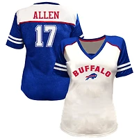 T-shirt à col en V orné de strass Josh Allen, blanc, Buffalo Bills, grande taille, pour femmes (Fanatics)