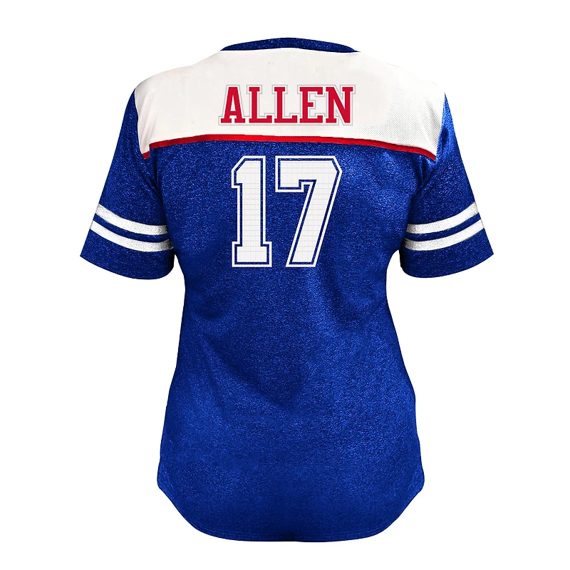 Women's Fanatics Josh Allen White Buffalo Bills Plus Bling V-Neck T-Shirt