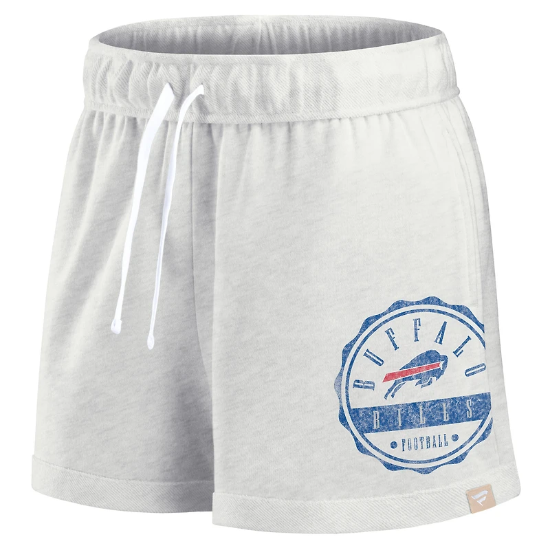Short en French Terry avec badge surdimensionné Fanatics Oatmeal Buffalo Bills pour femmes