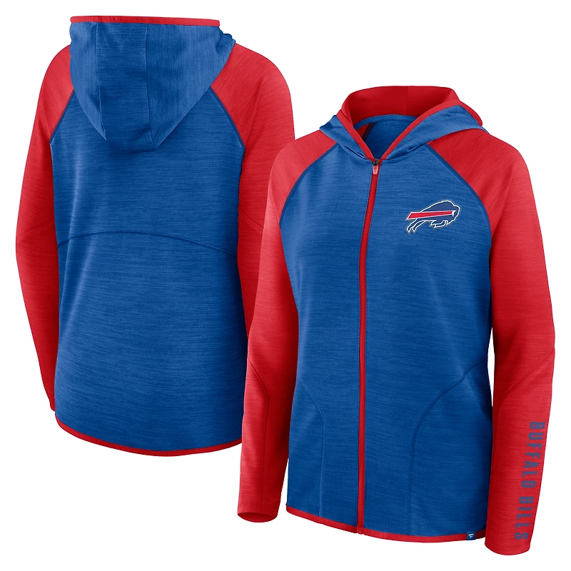 Sweat à capuche zippé raglan pour femme Fanatics Royal/Red Buffalo Bills Redzone End Around Pass
