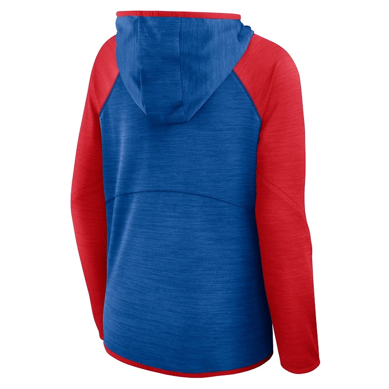 Women's Fanatics Royal/Red Buffalo Bills Redzone End Around Pass Raglan Full-Zip Hoodie
