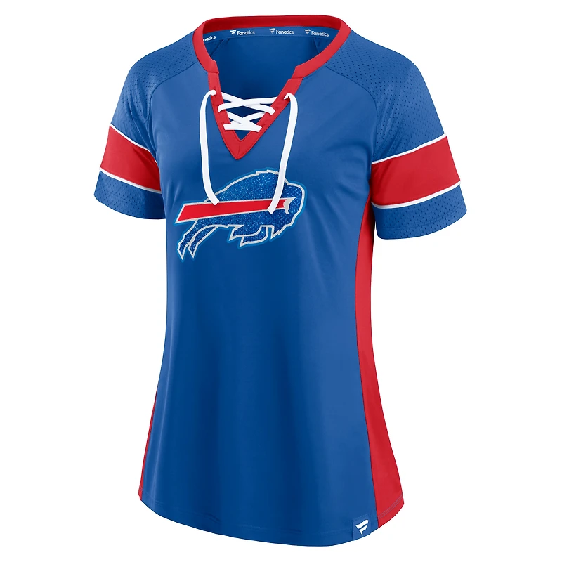 Women's Fanatics Royal Buffalo Bills Block Party Hero Athena Raglan - Notch Neck T-Shirt