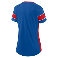 Women's Fanatics Royal Buffalo Bills Block Party Hero Athena Raglan - Notch Neck T-Shirt