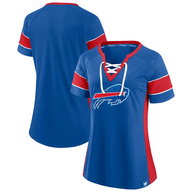 Fanatics Branded Royal Buffalo Bills Block Party Hero Athena Raglan - T-shirt à col cranté