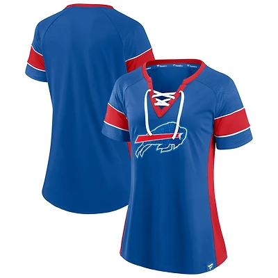 Fanatics Branded Royal Buffalo Bills Block Party Hero Athena Raglan - T-shirt à col cranté
