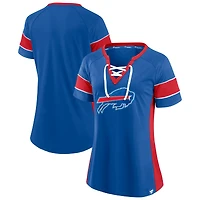 Fanatics Branded Royal Buffalo Bills Block Party Hero Athena Raglan - T-shirt à col cranté