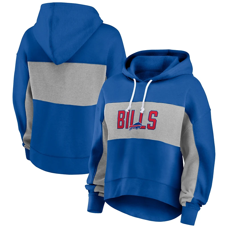 Women's Fanatics Royal Buffalo Bills Filled Stat Sheet Lighweight Modest Crop Hoodie