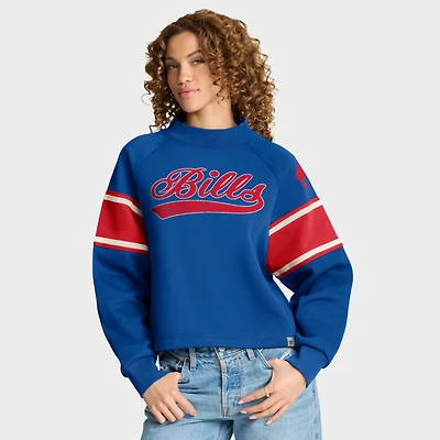 Women's Fanatics Royal Buffalo Bills Oversized Hometown Toss Sweep Mock Neck Pullover