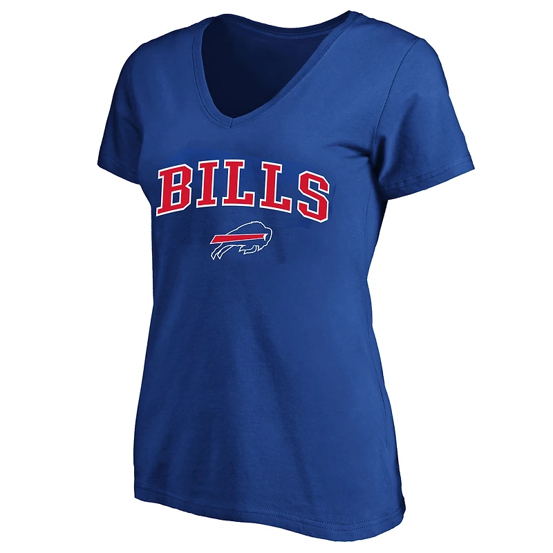 T-shirt à col en V Fanatics Royal Buffalo Bills pour femmes, grandes tailles, logo arc sur le visage