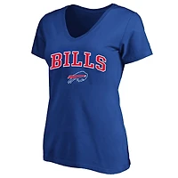 T-shirt à col en V Fanatics Royal Buffalo Bills pour femmes, grandes tailles, logo arc sur le visage