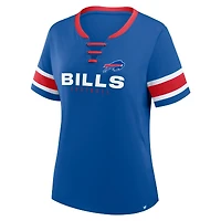 T-shirt à lacets et col en V pour femme Fanatics Royal Buffalo Bills, grande taille, Red Zone Athena