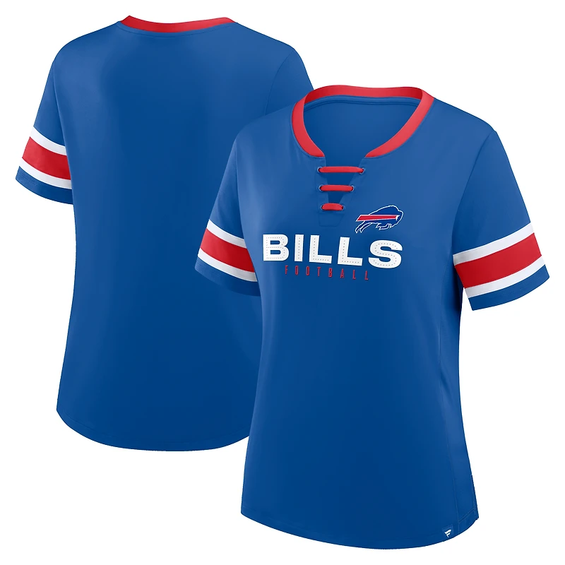 Women's Fanatics Royal Buffalo Bills Plus Red Zone Athena Lace-Up V-Notch Neck T-Shirt