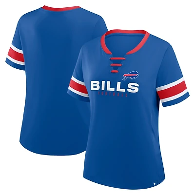 Women's Fanatics Royal Buffalo Bills Plus Red Zone Athena Lace-Up V-Notch Neck T-Shirt