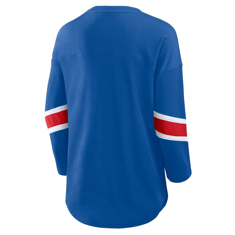 T-shirt Fanatics Royal Buffalo Bills Redzone à manches 3/4 et col rond pour femme, grande taille
