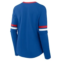 Women's Fanatics Royal Buffalo Bills Plus Won & Done Lace-Up V-Neck Long Sleeve T-Shirt