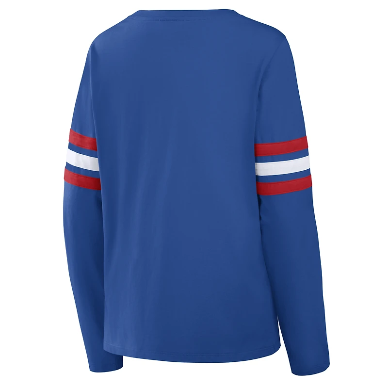 T-shirt à manches longues lacets Fanatics Royal Buffalo Bills pour femmes