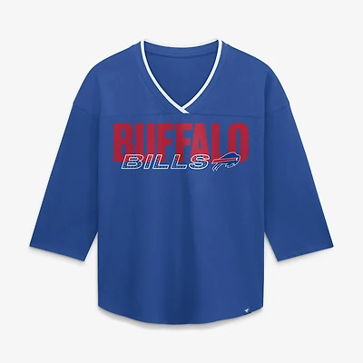 Women's Fanatics Royal Buffalo Bills Team First Deceptive Juke 3/4-Sleeve V-Neck T-Shirt