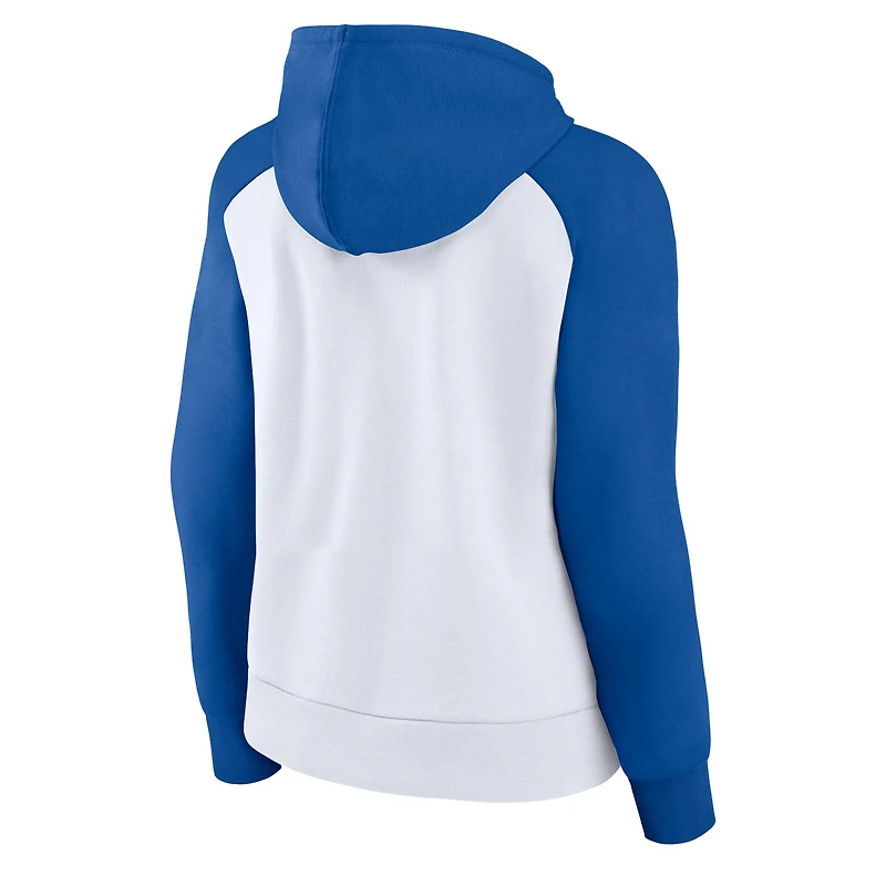 Women's Fanatics  White/Royal Buffalo Bills Indispensable Raglan Pullover Hoodie
