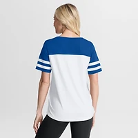 Women's Fanatics White/Royal Buffalo Bills Touchdown Pass Athena Lace-Up T-Shirt