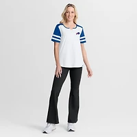 T-shirt à lacets Fanatics blanc/bleu royal Buffalo Bills Touchdown Pass Athena pour femmes