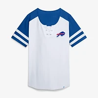 Women's Fanatics White/Royal Buffalo Bills Touchdown Pass Athena Lace-Up T-Shirt