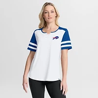 T-shirt à lacets Fanatics blanc/bleu royal Buffalo Bills Touchdown Pass Athena pour femmes