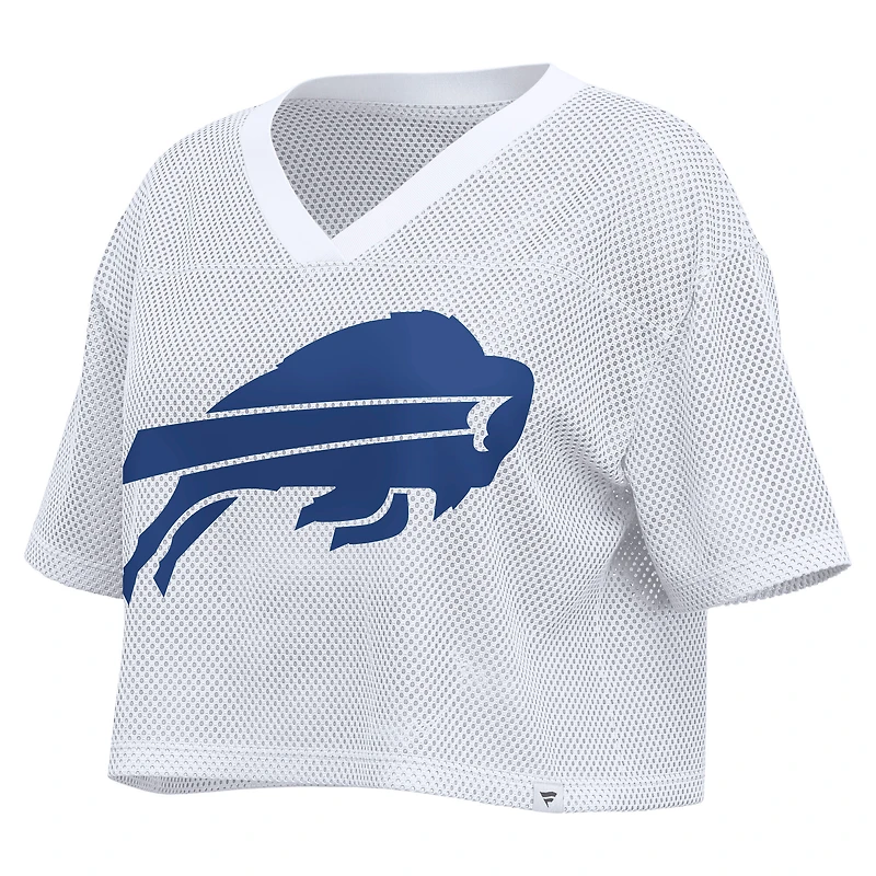 Maillot Fanatics blanc Buffalo Bills oversize à col en V court maille pour femme