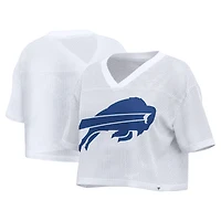 Women's Fanatics White Buffalo Bills Oversized Mesh Cropped V-Neck Jersey
