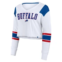 Women's Fanatics  White Buffalo Bills Stretch Cropped Fashion Long Sleeve T-Shirt
