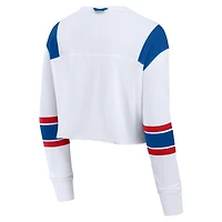Women's Fanatics  White Buffalo Bills Stretch Cropped Fashion Long Sleeve T-Shirt