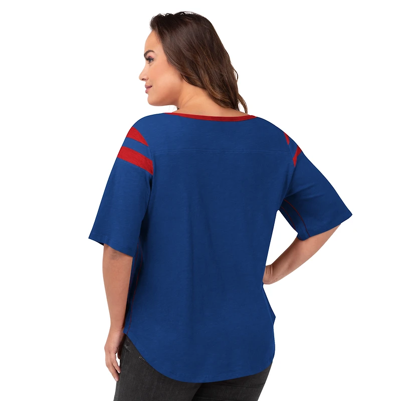 Women's G-III 4Her by Carl Banks Royal Buffalo Bills Plus Linebacker T-Shirt