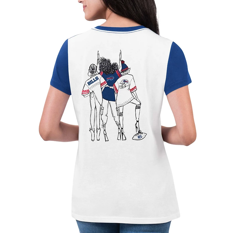 Women's G-III 4Her by Carl Banks White Buffalo Bills Fashion Illustration T-Shirt
