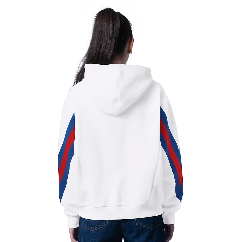 Sweat à capuche surdimensionné en sherpa Fresh Field blanc G-III 4Her par Carl Banks pour femme, Buffalo Bills