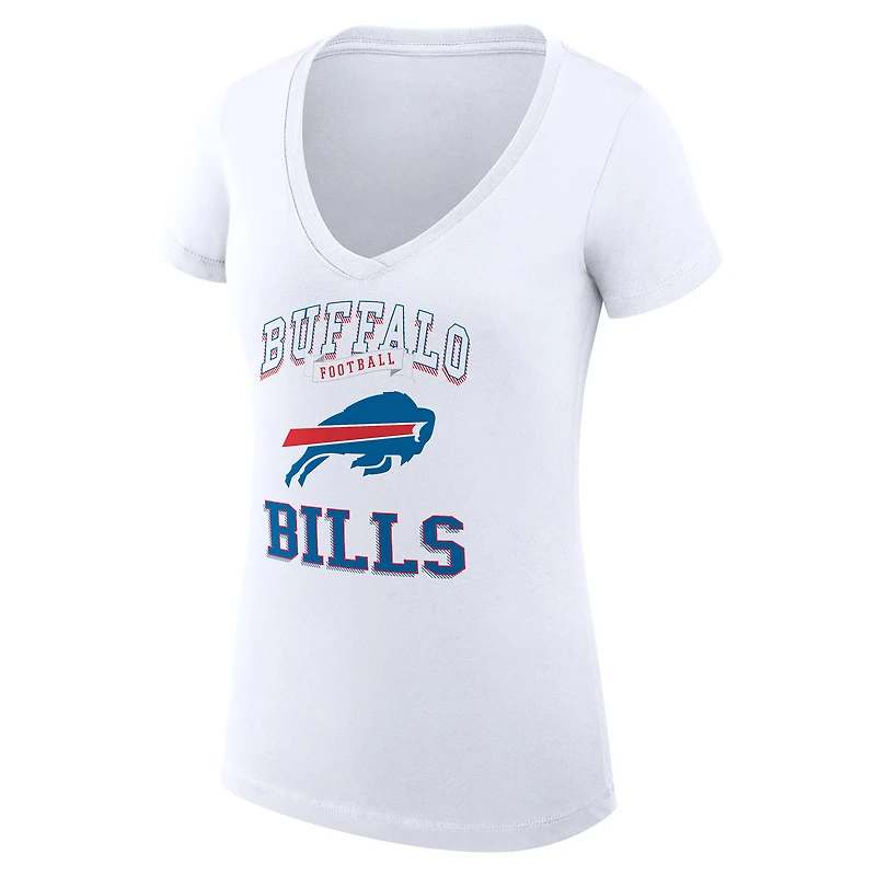 T-shirt léger à col en V et coupe ultra-ajustée G-III 4Her par Carl Banks pour femme, motif Buffalo Bills, avec logo de l'équipe