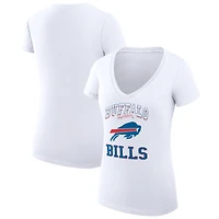 Women's G-III 4Her by Carl Banks White Buffalo Bills Super-Slim Fit Lightweight Team Logo Graphic V-Neck T-Shirt