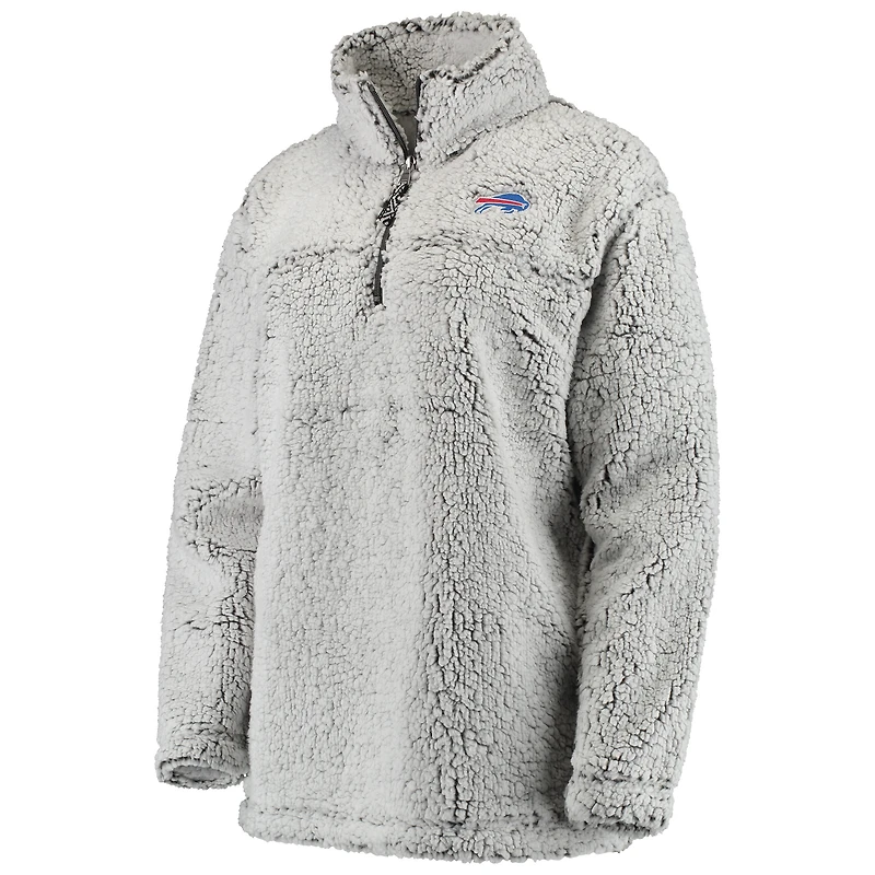 Women's Gray Buffalo Bills Sherpa Quarter-Zip Pullover Jacket