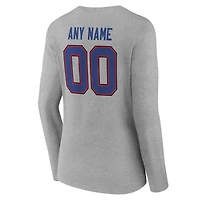 T-shirt à manches longues et col en V authentique personnalisé avec nom numéro de l'équipe des Buffalo Bills rouges pour femmes