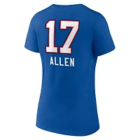 T-shirt à col en V Josh Allen Royal Buffalo Bills pour femme avec logo de l'équipe