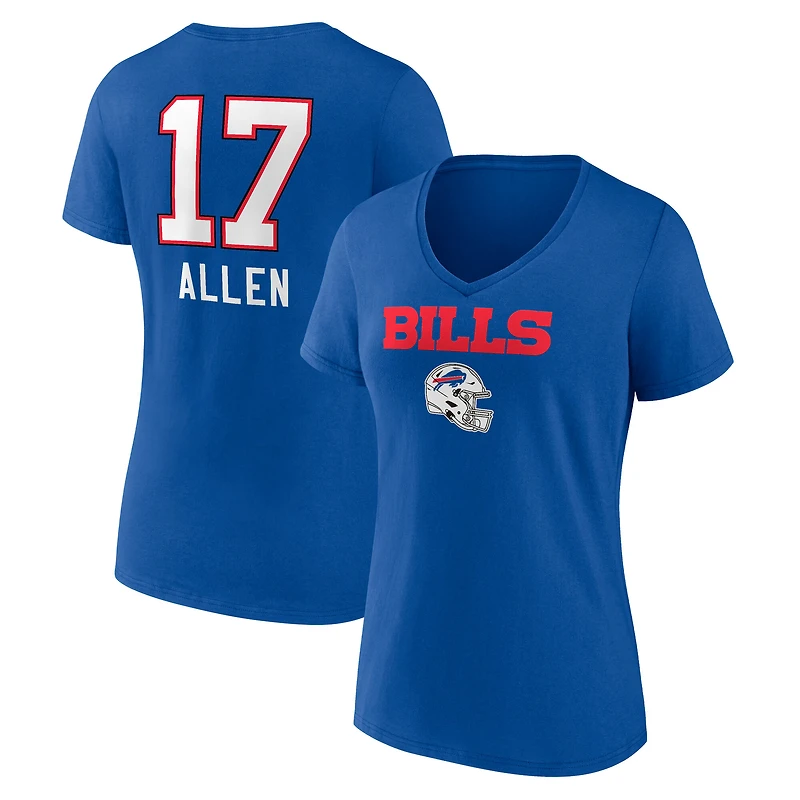 Women's Josh Allen Royal Buffalo Bills Team Wordmark V-Neck T-Shirt