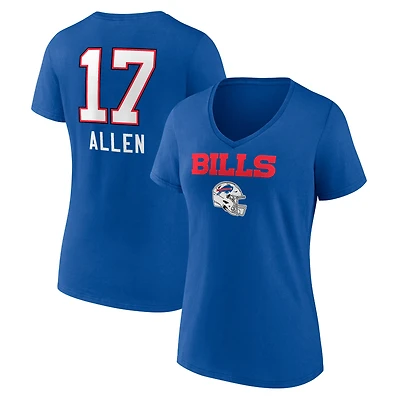 Women's Josh Allen Royal Buffalo Bills Team Wordmark V-Neck T-Shirt
