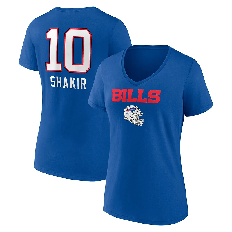 Women's Khalil Shakir Royal Buffalo Bills Team Wordmark V-Neck T-Shirt