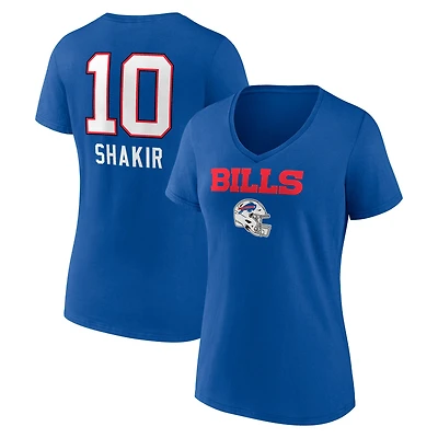Women's Khalil Shakir Royal Buffalo Bills Team Wordmark V-Neck T-Shirt