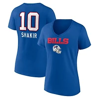 Women's Khalil Shakir Royal Buffalo Bills Team Wordmark V-Neck T-Shirt