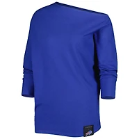 Sweat-shirt KIYA TOMLIN Royal Buffalo Bills Twisted Tri-Blend Asymétrique à manches dolman 3/4 pour femme