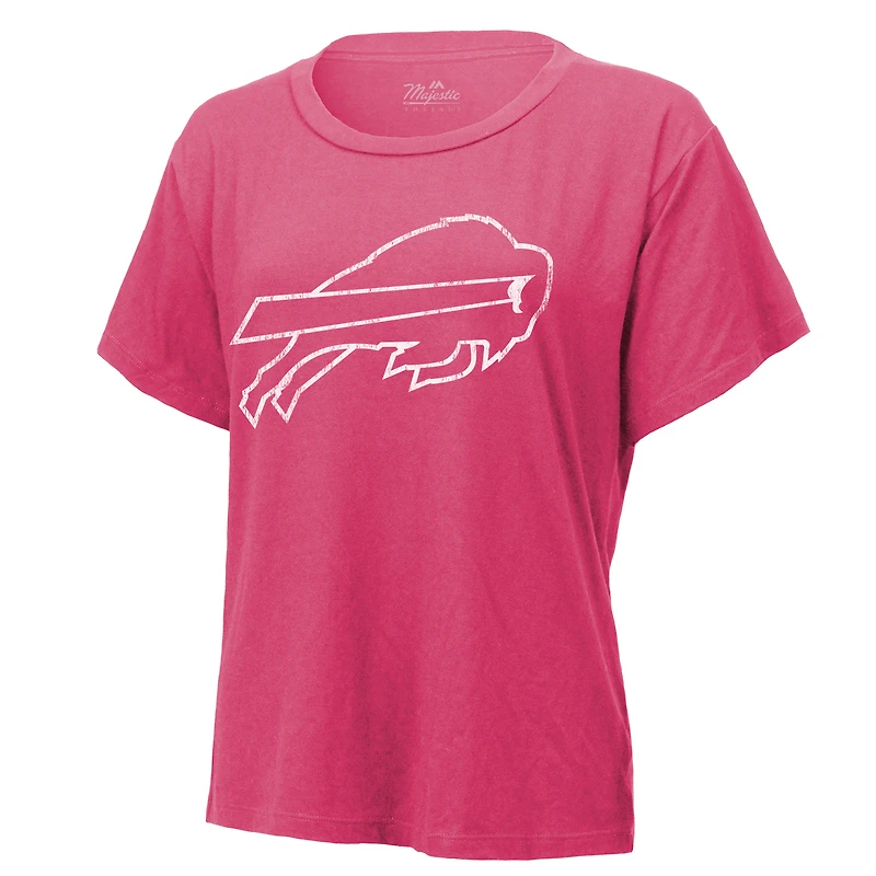 T-shirt Majestic Threads Josh Allen pour femmes, rose Buffalo Bills, nom et numéro